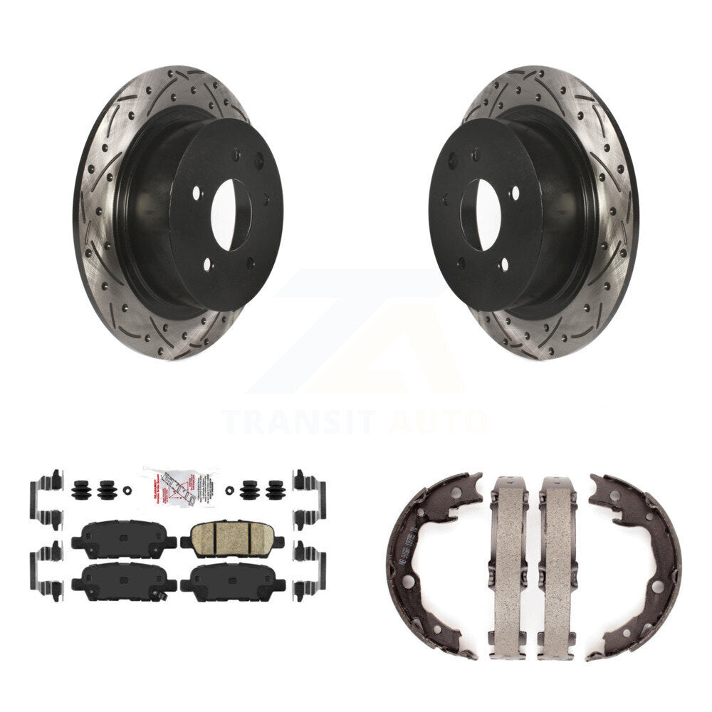 Kit de plaquettes en céramique et de chaussures de stationnement à disque arrière, Rotors percés et fendus, pour Nissa