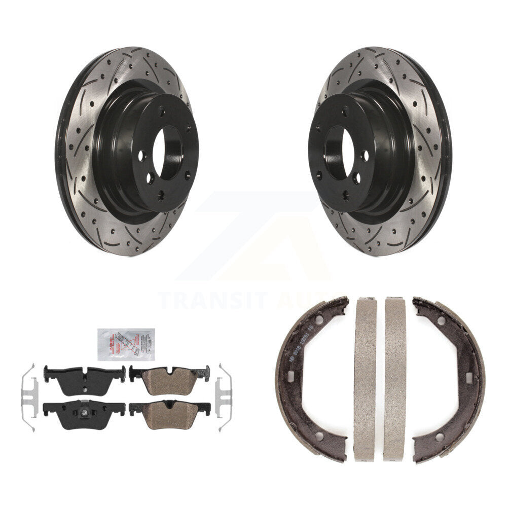 Kit de plaquettes semi-métalliques et de patins de stationnement pour disques arrière percés et fendus