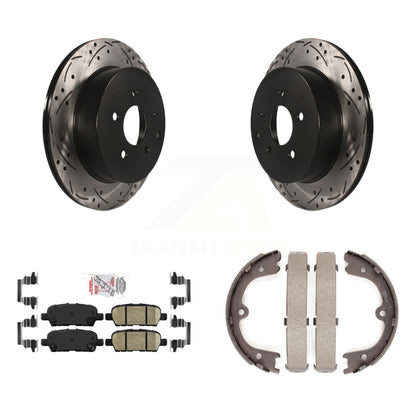 Kit de plaquettes en céramique et de chaussures de stationnement à disque arrière, Rotors percés et fendus, pour Nissa