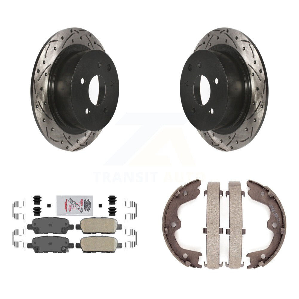 Kit de plaquettes en céramique et de chaussures de stationnement à disque arrière, Rotors percés et fendus, pour Nissa