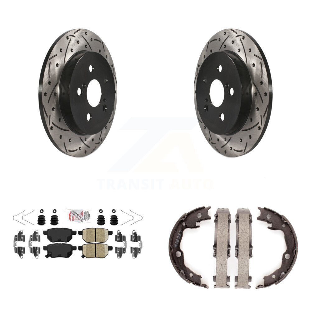 Kit de plaquettes en céramique et de chaussures de stationnement à disque arrière, Rotors percés et fendus, pour Toyot
