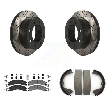 Kit de plaquettes semi-métalliques et de patins de stationnement pour disques arrière percés et fendus