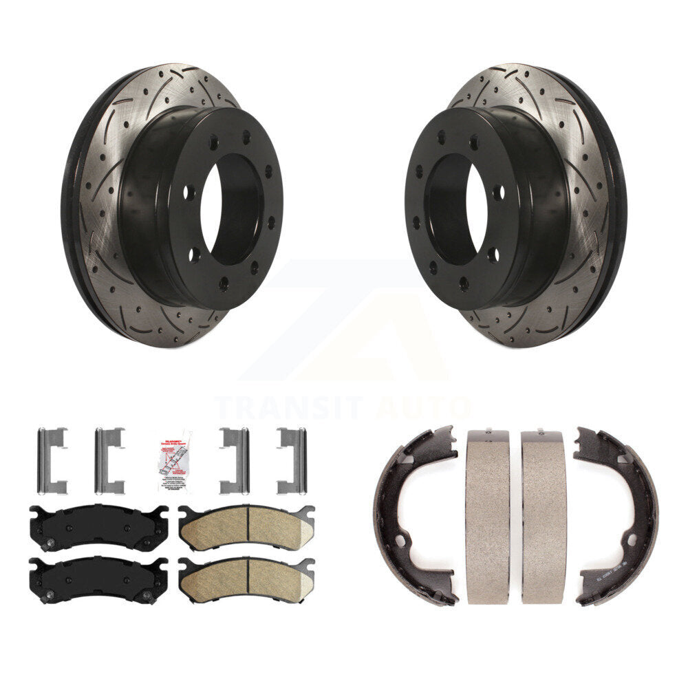 Kit de chaussures de stationnement à disques arrière, Rotors percés et fendus, plaquettes en céramique, pour GMC 2500