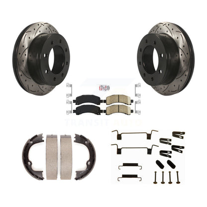 Disque arrière, Rotors percés et fendus, plaquettes en céramique, Kit de quincaillerie pour chaussures de stationnement pour