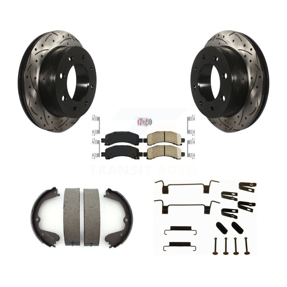 Disque arrière, Rotors percés et fendus, plaquettes en céramique, Kit de quincaillerie pour chaussures de stationnement pour