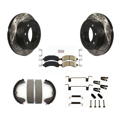 Disque arrière, Rotors percés et fendus, plaquettes en céramique, Kit de quincaillerie pour chaussures de stationnement pour