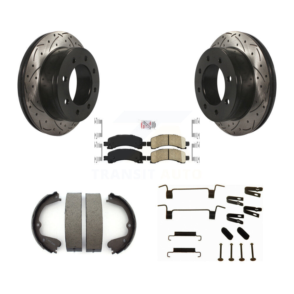 Disque arrière, Rotors percés et fendus, plaquettes en céramique, Kit de quincaillerie pour chaussures de stationnement pour
