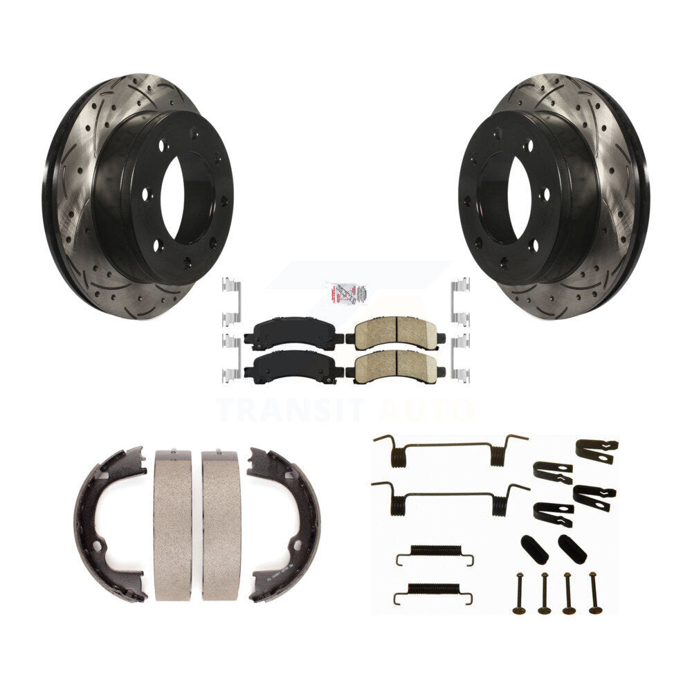Disque arrière, Rotors percés et fendus, plaquettes en céramique, Kit de quincaillerie pour chaussures de stationnement pour