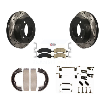 Disque arrière, Rotors percés et fendus, plaquettes en céramique, Kit de quincaillerie pour chaussures de stationnement pour
