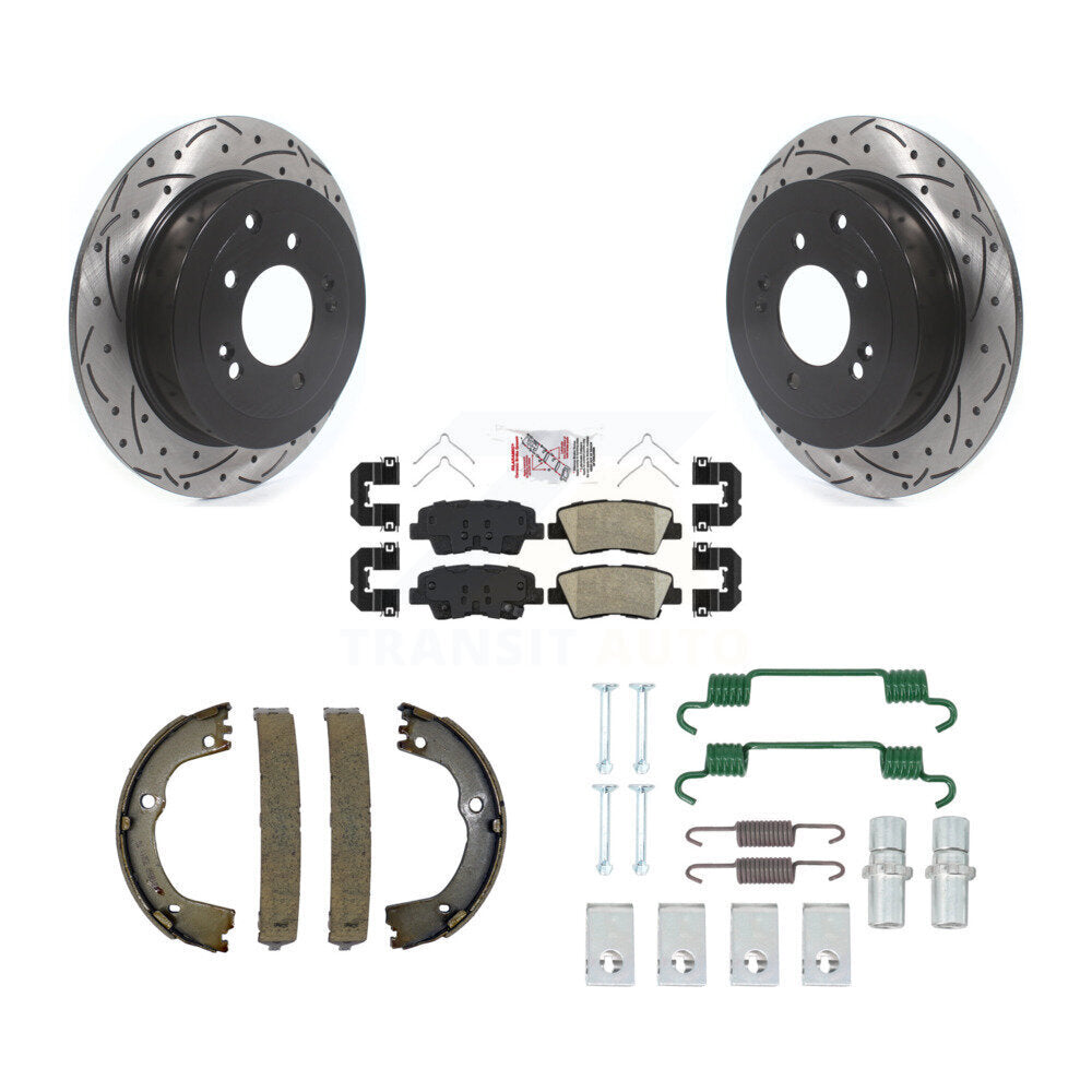 Disque arrière, Rotors percés et fendus, plaquettes en céramique, Kit de quincaillerie pour chaussures de stationnement pour