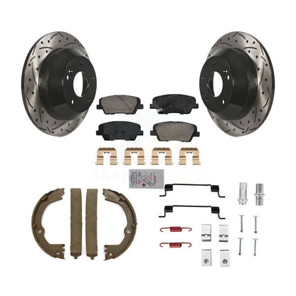 Disque arrière, Rotors percés et fendus, plaquettes en céramique, Kit de quincaillerie pour chaussures de stationnement pour