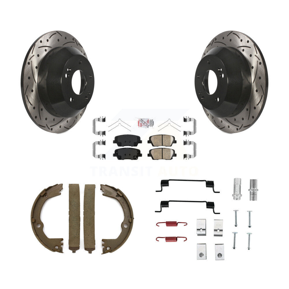 Disque arrière, Rotors percés et fendus, plaquettes en céramique, Kit de quincaillerie pour chaussures de stationnement pour