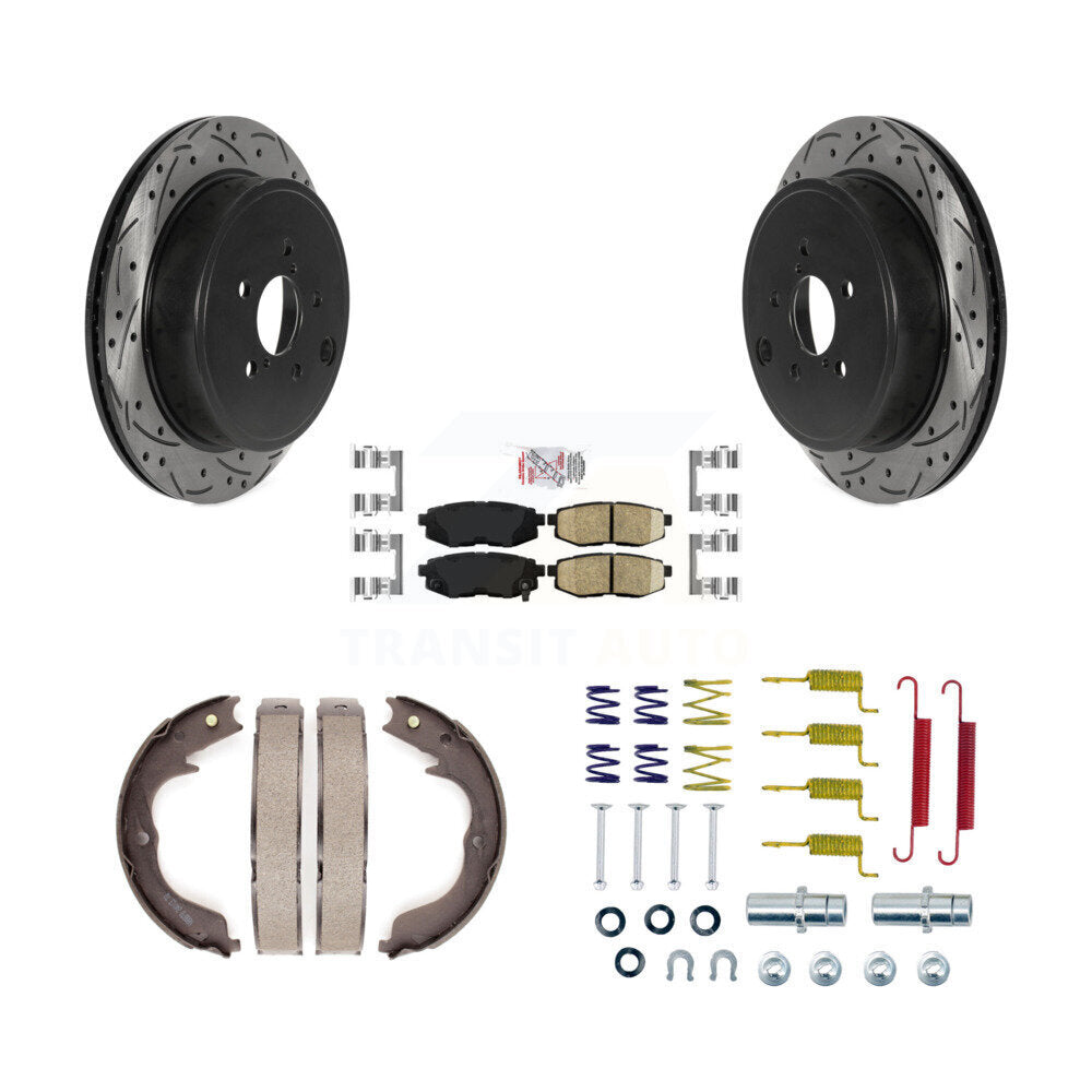 Disque arrière, Rotors percés et fendus, plaquettes en céramique, Kit de quincaillerie pour chaussures de stationnement pour