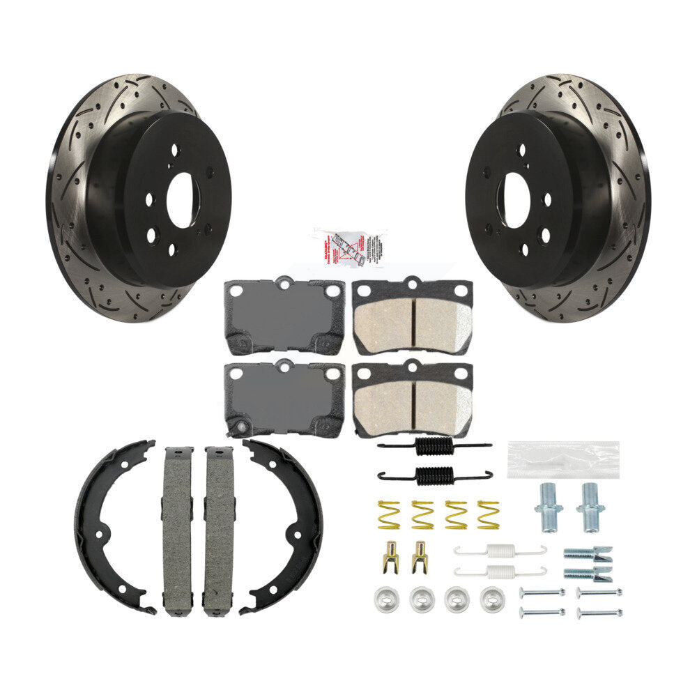 Disque arrière, Rotors percés et fendus, plaquettes en céramique, Kit de quincaillerie pour chaussures de stationnement pour