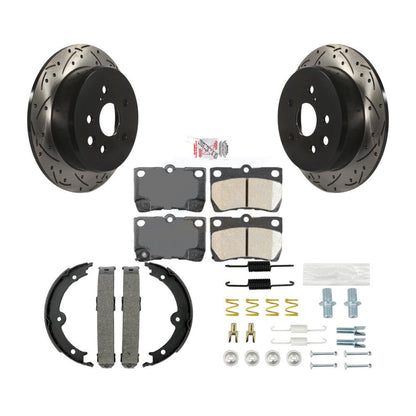 Disque arrière, Rotors percés et fendus, plaquettes en céramique, Kit de quincaillerie pour chaussures de stationnement pour