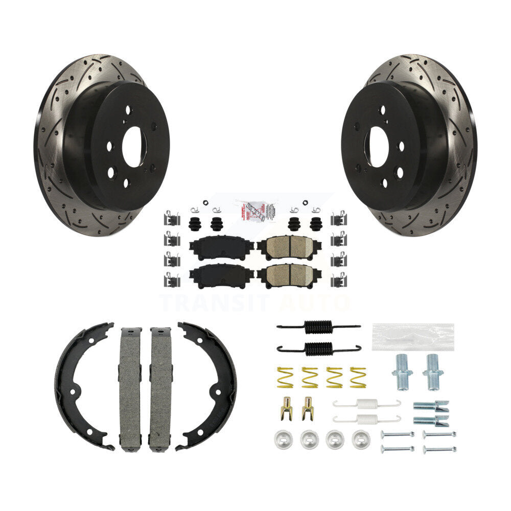 Disque arrière, Rotors percés et fendus, plaquettes en céramique, Kit de quincaillerie pour chaussures de stationnement pour