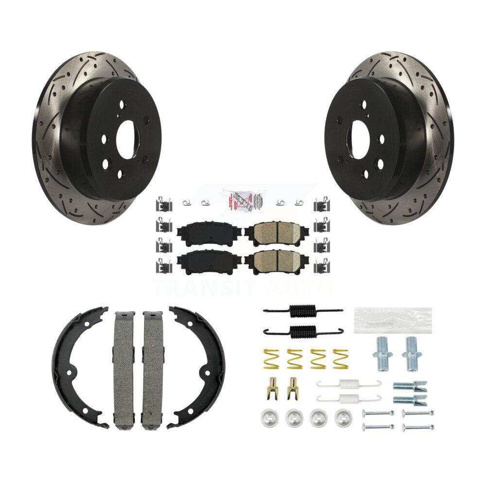 Disque arrière, Rotors percés et fendus, plaquettes en céramique, Kit de quincaillerie pour chaussures de stationnement pour