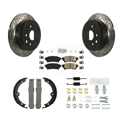 Disque arrière, Rotors percés et fendus, plaquettes en céramique, Kit de quincaillerie pour chaussures de stationnement pour