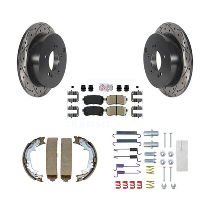 Disque arrière, Rotors percés et fendus, plaquettes en céramique, Kit de quincaillerie pour chaussures de stationnement pour