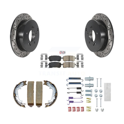 Disque arrière, Rotors percés et fendus, plaquettes en céramique, Kit de quincaillerie pour chaussures de stationnement pour