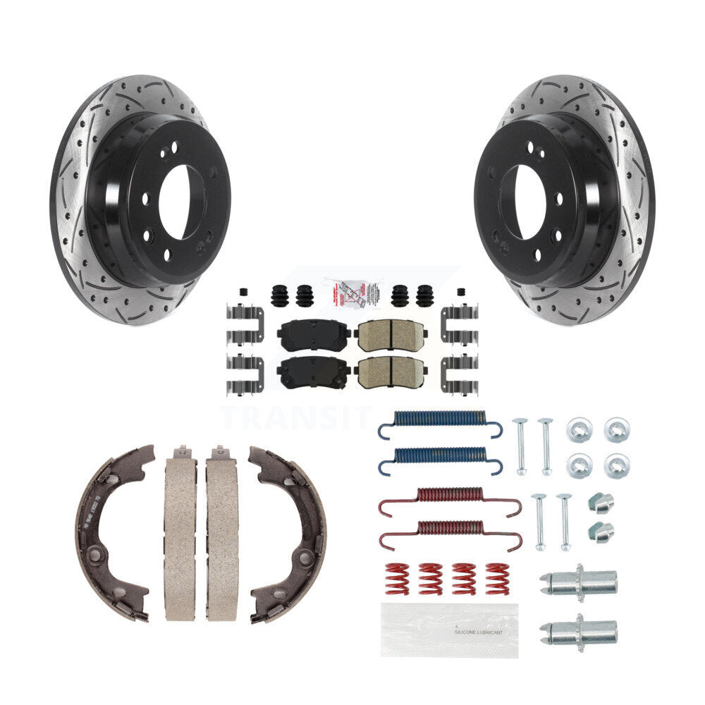 Disque arrière, Rotors percés et fendus, plaquettes en céramique, Kit de quincaillerie pour chaussures de stationnement pour