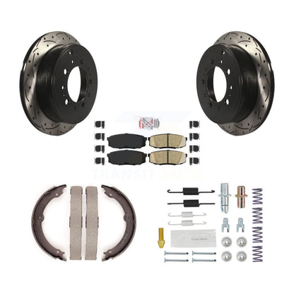 Disque arrière, Rotors percés et fendus, plaquettes en céramique, Kit de quincaillerie pour chaussures de stationnement pour