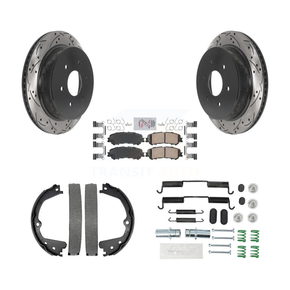 Disque arrière, Rotors percés et fendus, plaquettes en céramique, Kit de quincaillerie pour chaussures de stationnement pour