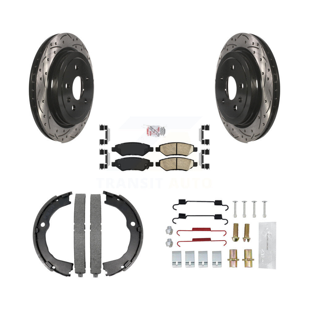 Disque arrière, Rotors percés et fendus, plaquettes en céramique, Kit de quincaillerie pour chaussures de stationnement pour