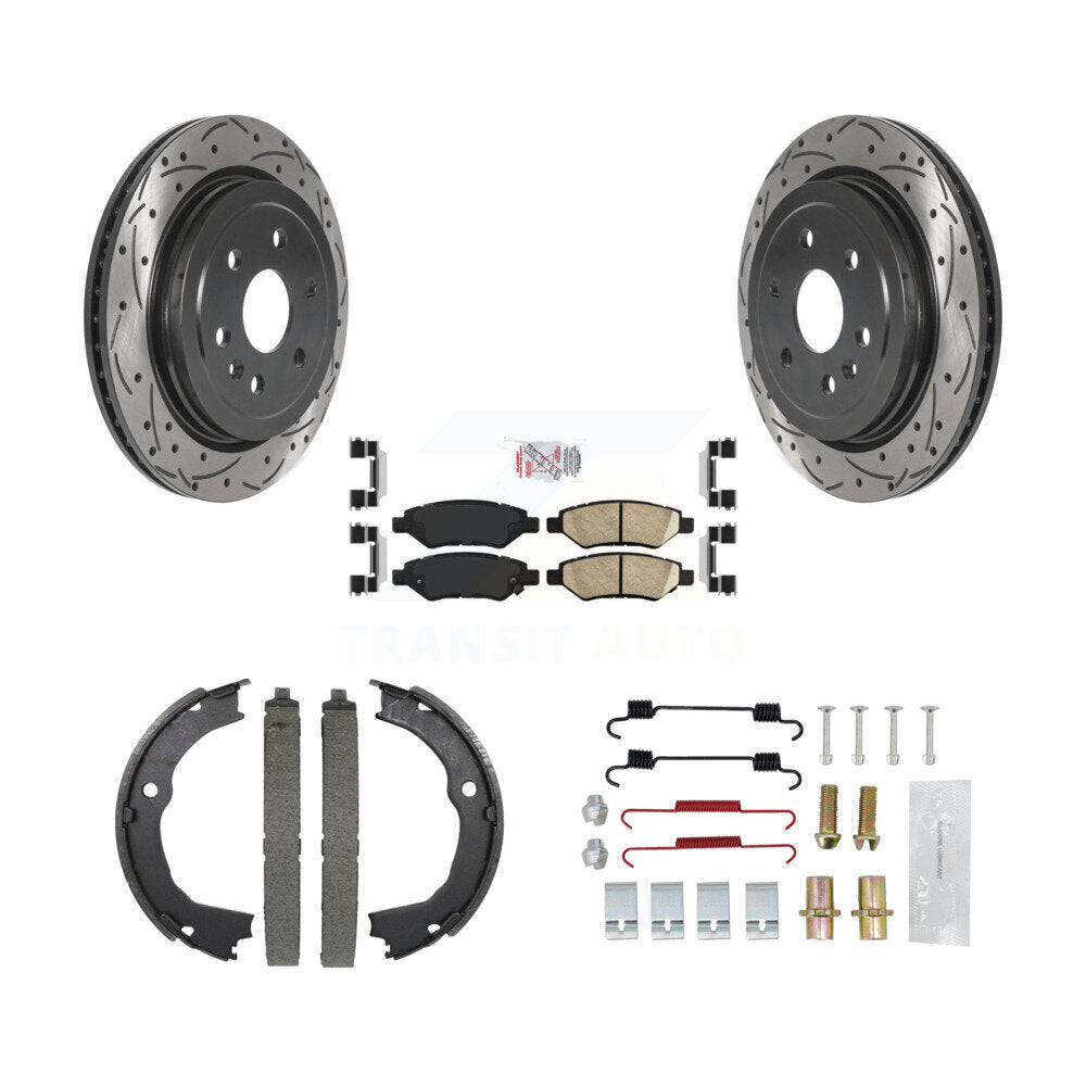 Disque arrière, Rotors percés et fendus, plaquettes en céramique, Kit de quincaillerie pour chaussures de stationnement pour