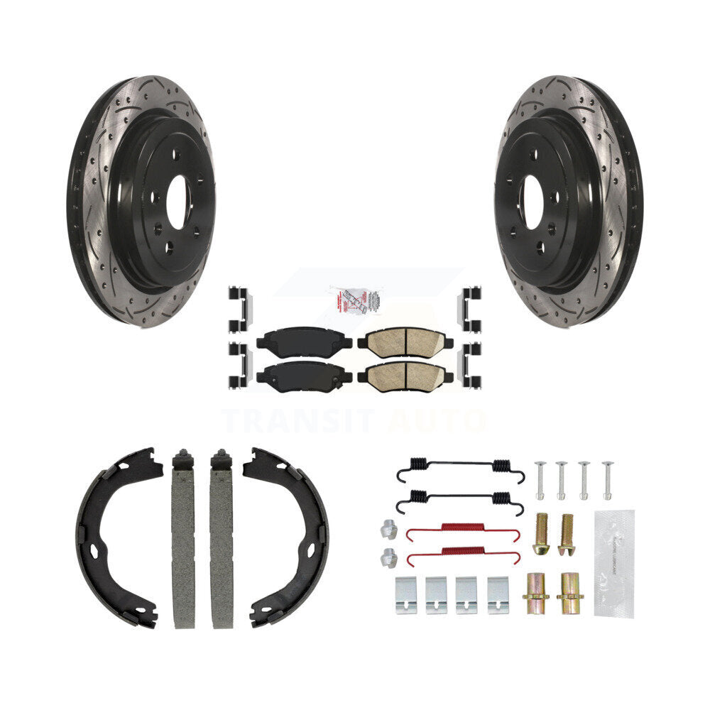 Disque arrière, Rotors percés et fendus, plaquettes en céramique, Kit de quincaillerie pour chaussures de stationnement pour