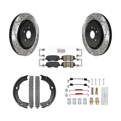Disque arrière, Rotors percés et fendus, plaquettes en céramique, Kit de quincaillerie pour chaussures de stationnement pour