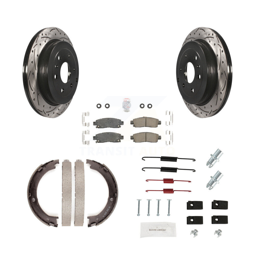 Disque arrière, Rotors percés et fendus, plaquettes en céramique, Kit de quincaillerie pour chaussures de stationnement pour