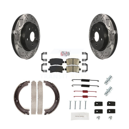 Disque arrière, Rotors percés et fendus, plaquettes en céramique, Kit de quincaillerie pour chaussures de stationnement pour