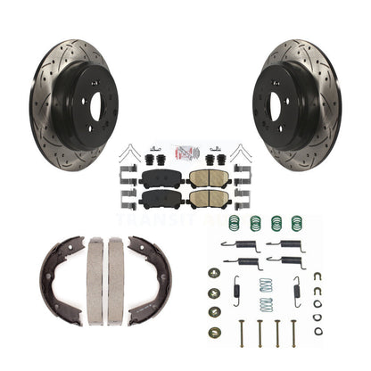 Disque arrière, Rotors percés et fendus, plaquettes en céramique, Kit de quincaillerie pour chaussures de stationnement pour