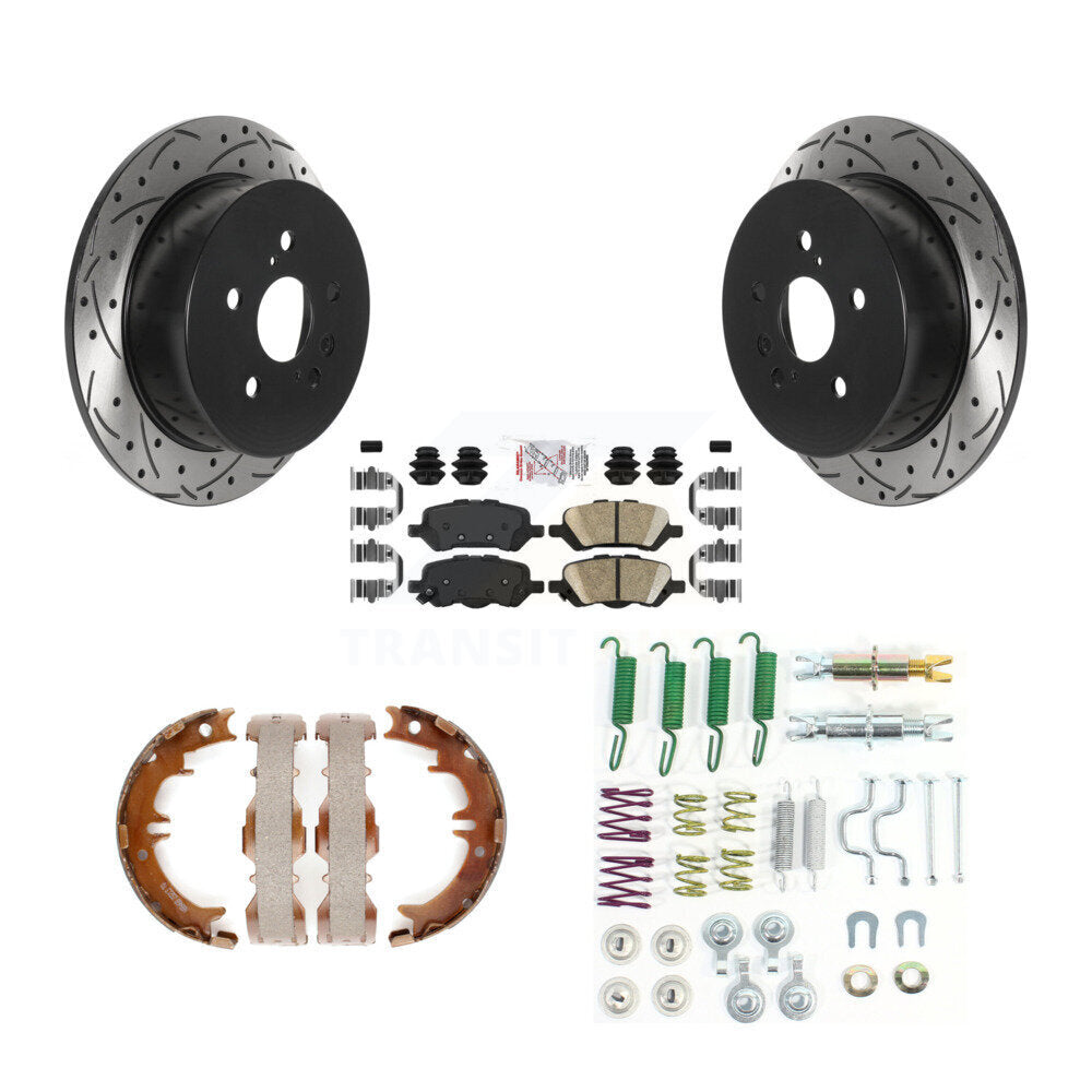 Disque arrière, Rotors percés et fendus, plaquettes en céramique, Kit de quincaillerie pour chaussures de stationnement pour