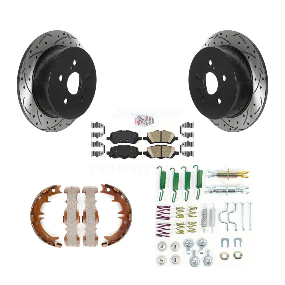 Disque arrière, Rotors percés et fendus, plaquettes en céramique, Kit de quincaillerie pour chaussures de stationnement pour