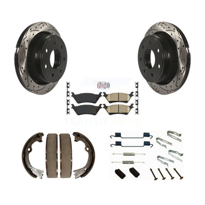 Disque arrière, Rotors percés et fendus, plaquettes en céramique, Kit de quincaillerie pour chaussures de stationnement pour