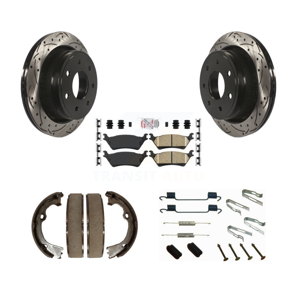 Disque arrière, Rotors percés et fendus, plaquettes en céramique, Kit de quincaillerie pour chaussures de stationnement pour