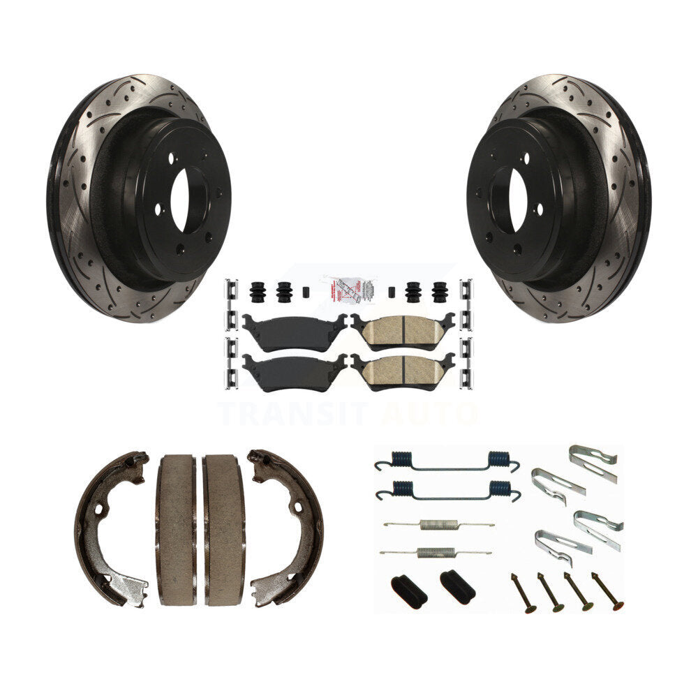 Disque arrière, Rotors percés et fendus, plaquettes en céramique, Kit de quincaillerie pour chaussures de stationnement pour
