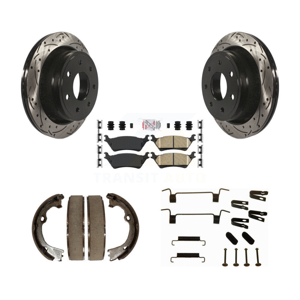 Disque arrière, Rotors percés et fendus, plaquettes en céramique, Kit de quincaillerie pour chaussures de stationnement pour