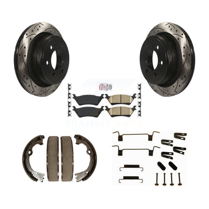 Disque arrière, Rotors percés et fendus, plaquettes en céramique, Kit de quincaillerie pour chaussures de stationnement pour