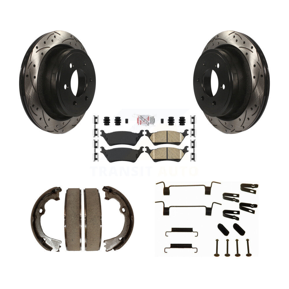Disque arrière, Rotors percés et fendus, plaquettes en céramique, Kit de quincaillerie pour chaussures de stationnement pour