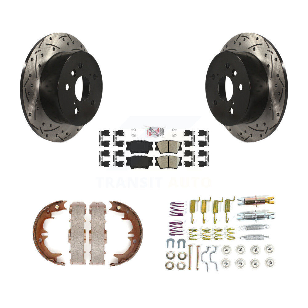 Disque arrière, Rotors percés et fendus, plaquettes en céramique, Kit de quincaillerie pour chaussures de stationnement pour