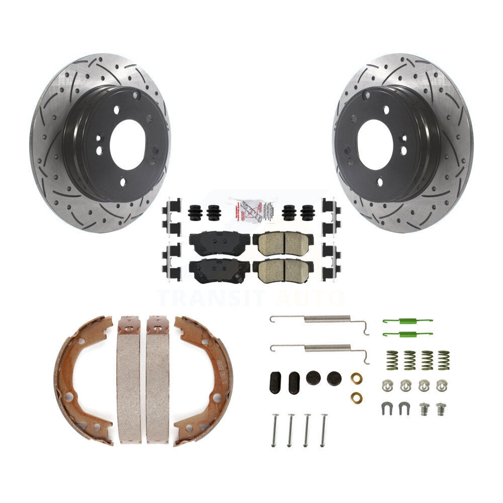 Disque arrière, Rotors percés et fendus, plaquettes en céramique, Kit de quincaillerie pour chaussures de stationnement pour
