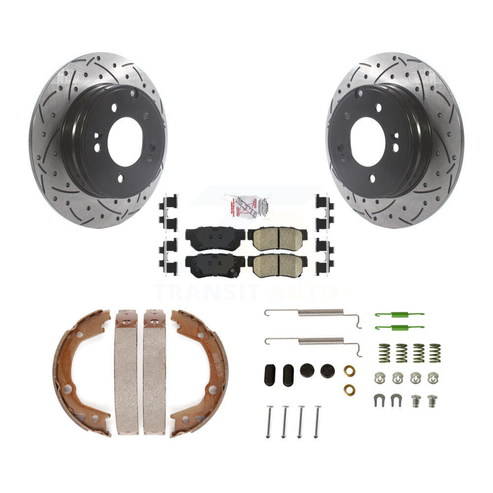 Disque arrière, Rotors percés et fendus, plaquettes en céramique, Kit de quincaillerie pour chaussures de stationnement pour