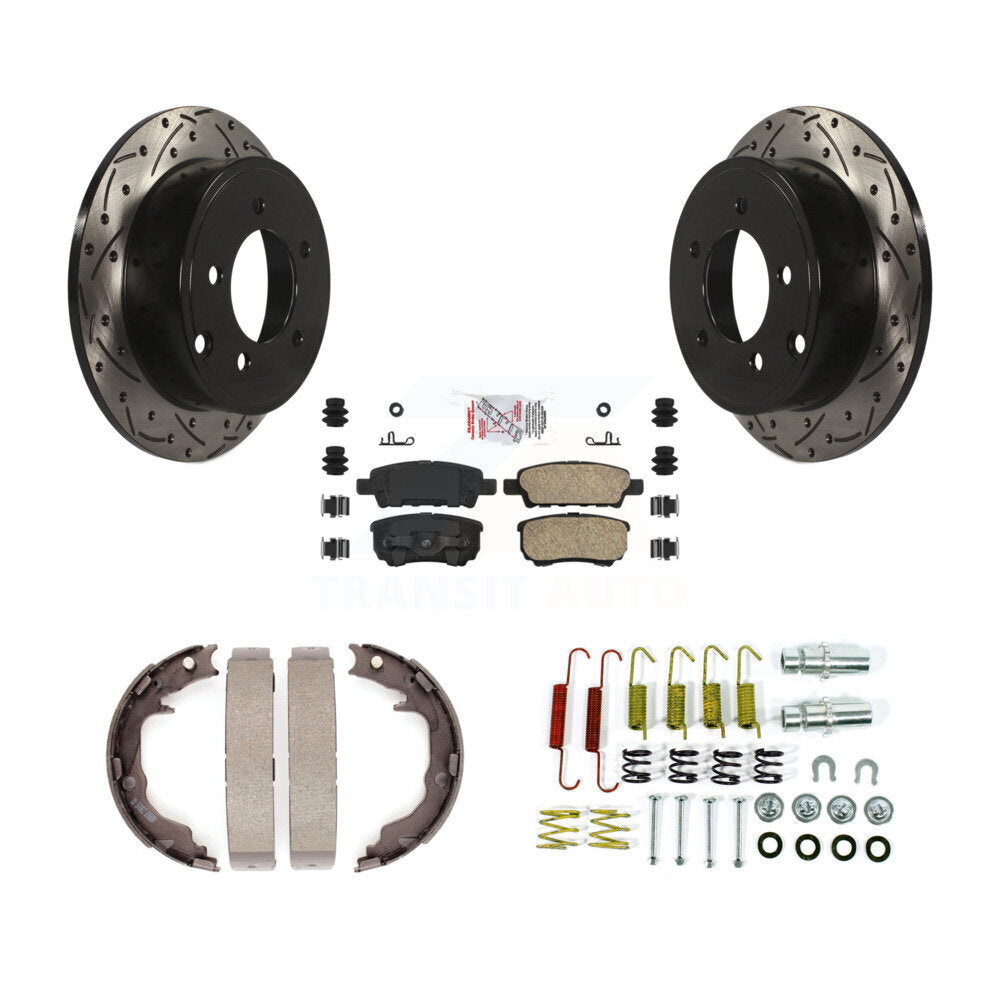 Disque arrière, Rotors percés et fendus, plaquettes en céramique, Kit de quincaillerie pour chaussures de stationnement pour