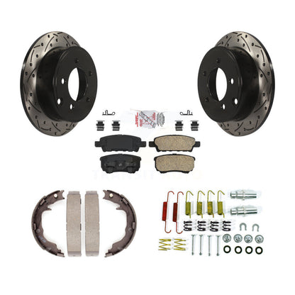 Disque arrière, Rotors percés et fendus, plaquettes en céramique, Kit de quincaillerie pour chaussures de stationnement pour