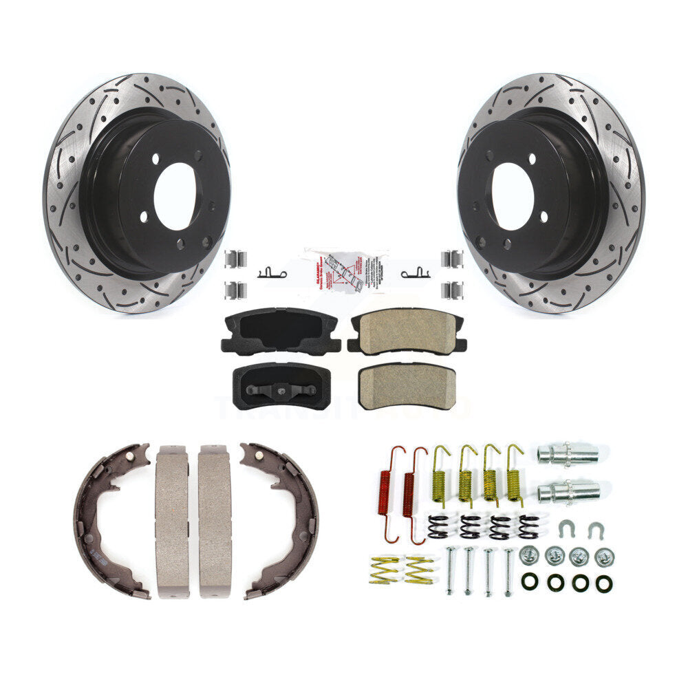 Disque arrière, Rotors percés et fendus, plaquettes en céramique, Kit de quincaillerie pour chaussures de stationnement pour