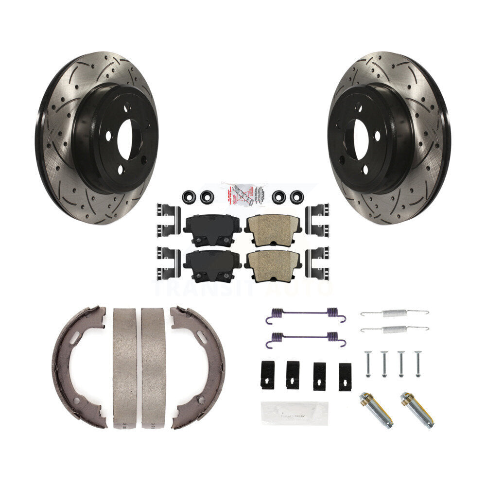 Disque arrière, Rotors percés et fendus, plaquettes en céramique, Kit de quincaillerie pour chaussures de stationnement pour