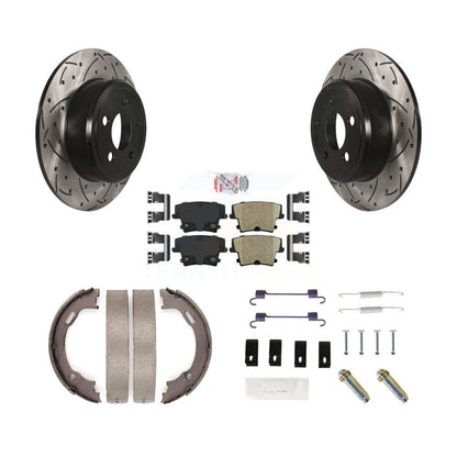 Disque arrière, Rotors percés et fendus, plaquettes en céramique, Kit de quincaillerie pour chaussures de stationnement pour